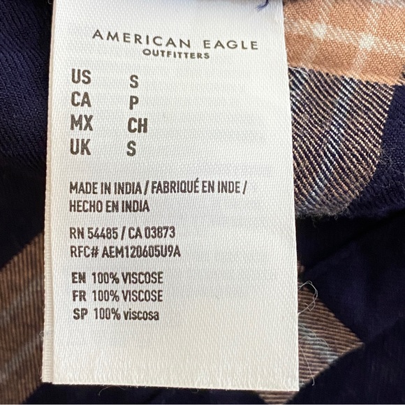 American Eagle plaid “overall” style dress with pockets, size Small - Picture 9 of 13